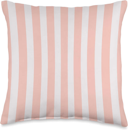 Cute Pastel Peach Pink Striped Pattern Minimalist Throw Pillow