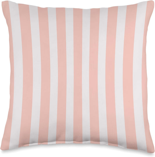 Cute Pastel Peach Pink Striped Pattern Minimalist Throw Pillow