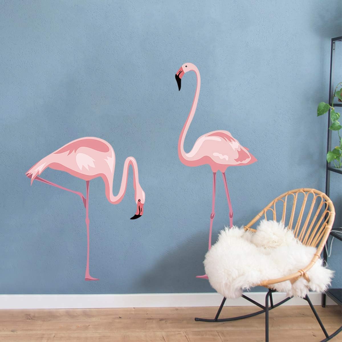 decalmile Pink Flamingo Wall Stickers Peel and Stick Wall Decals for Bedroom Living Room Kids Room Wall Decor(H: 47")