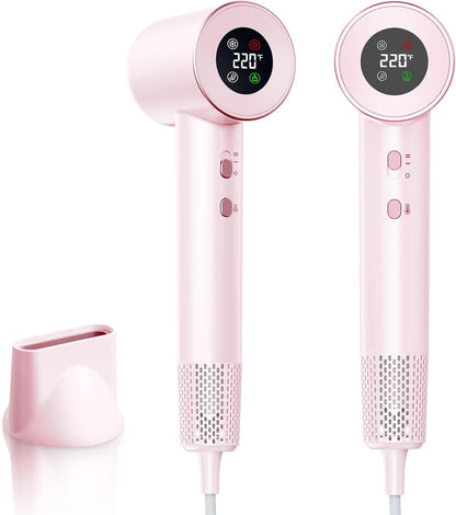 RUCHA 200M Ionic Hair Dryer 1600W, 110,000 RPM High-Speed Blow Dryer for Fast Drying, 4 Temps & 2 Speeds Lightweight Quiet Hairdryer with Magnetic Nozzle for Professional Salon Home Travel