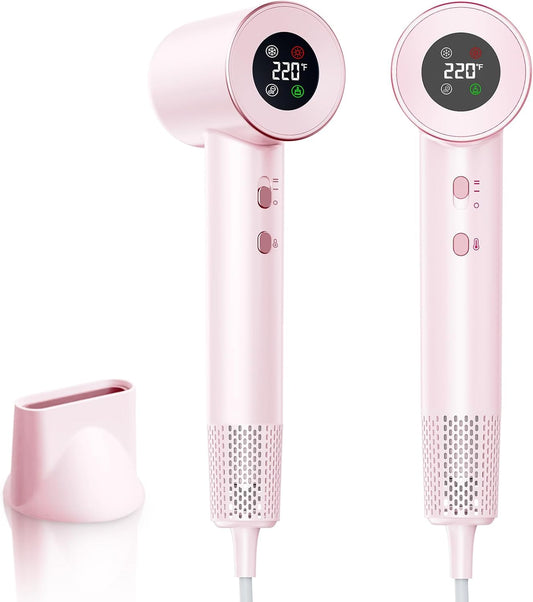 RUCHA 200M Ionic Hair Dryer 1600W, 110,000 RPM High-Speed Blow Dryer for Fast Drying, 4 Temps & 2 Speeds Lightweight Quiet Hairdryer with Magnetic Nozzle for Professional Salon Home Travel
