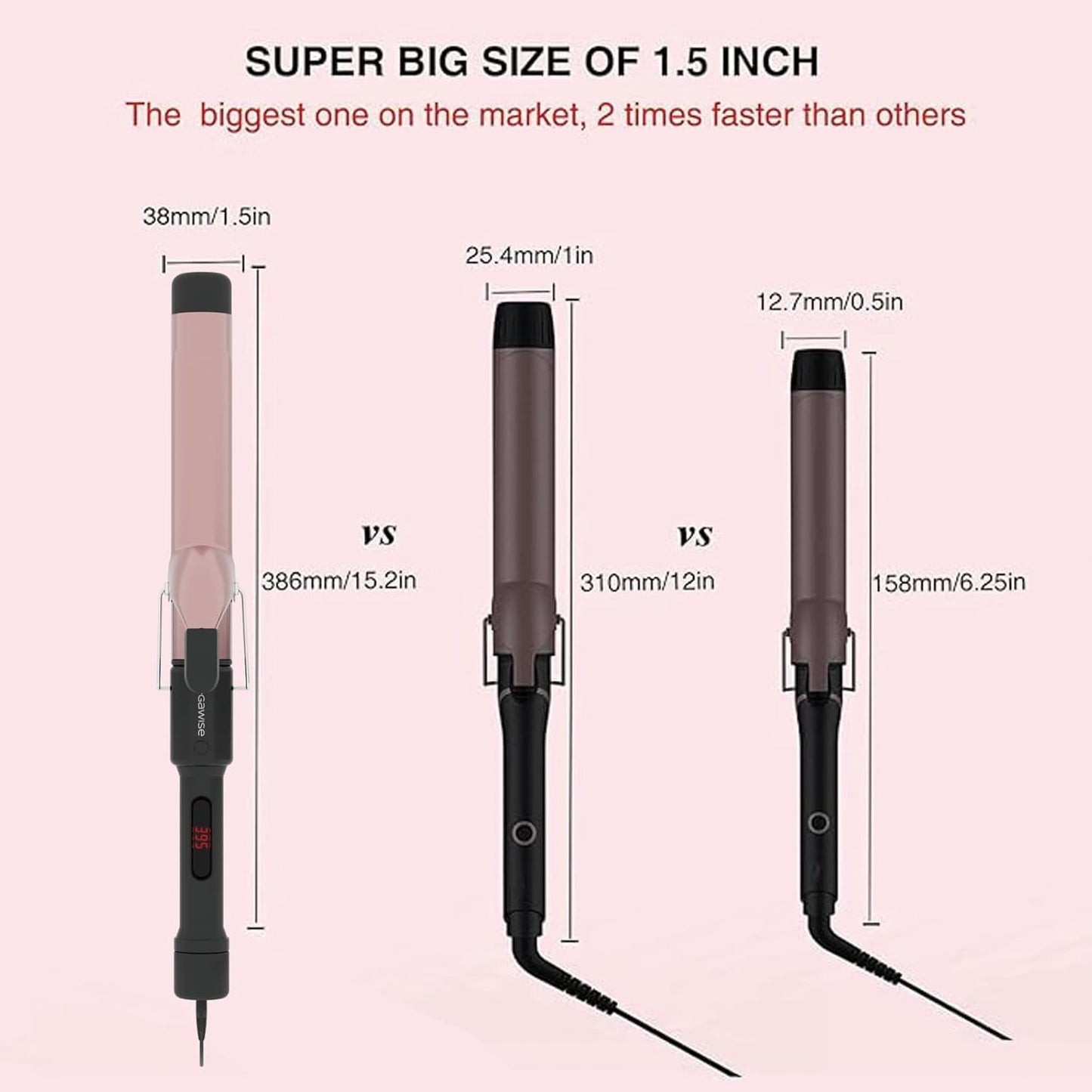 MEGAWISE Pro 1.25 Inch Ceramic Barrel Hair Curling Iron with 60s PTC Fast Heating, Anti-Scald Grip & Tip, Auto Shut Off, 360° Swivel Cord, 2 Clips & Heat-Resistant Glove Included