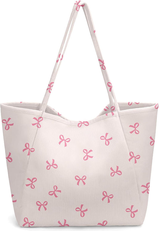 Big Size Corduroy Tote Bags, Travel Gym Bag for Women Work Lunch Beach Grocery Shopping Shopper Handbags