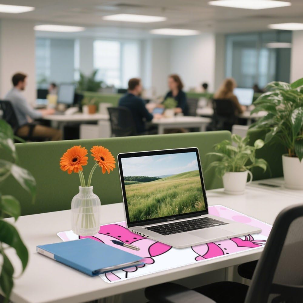 Unique Flower Light Pink Full Desk Mouse Pad 35.4 x 15.7 Inches Mouse and Keyboard Pad Hard Office Supplies Kit Cute Office Desk Decor Cubicle Accessories Pads on Top of Desks XL Computer Matt for