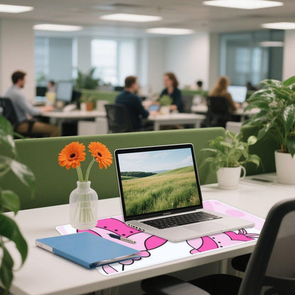 Unique Flower Light Pink Full Desk Mouse Pad 35.4 x 15.7 Inches Mouse and Keyboard Pad Hard Office Supplies Kit Cute Office Desk Decor Cubicle Accessories Pads on Top of Desks XL Computer Matt for