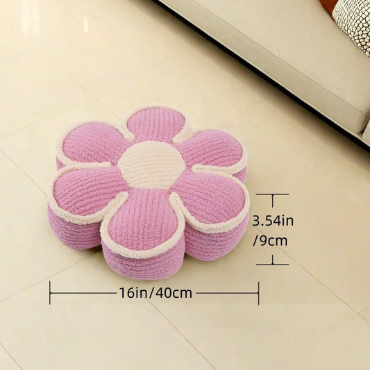 Pink Flower Pillow Decorative Throw Pillows 16" Fluffy Soft Flower Plush Floor Cushion for Couch Bed Girls Room Bedroom Decor Aesthetic (1, Pink, 16 Inch)