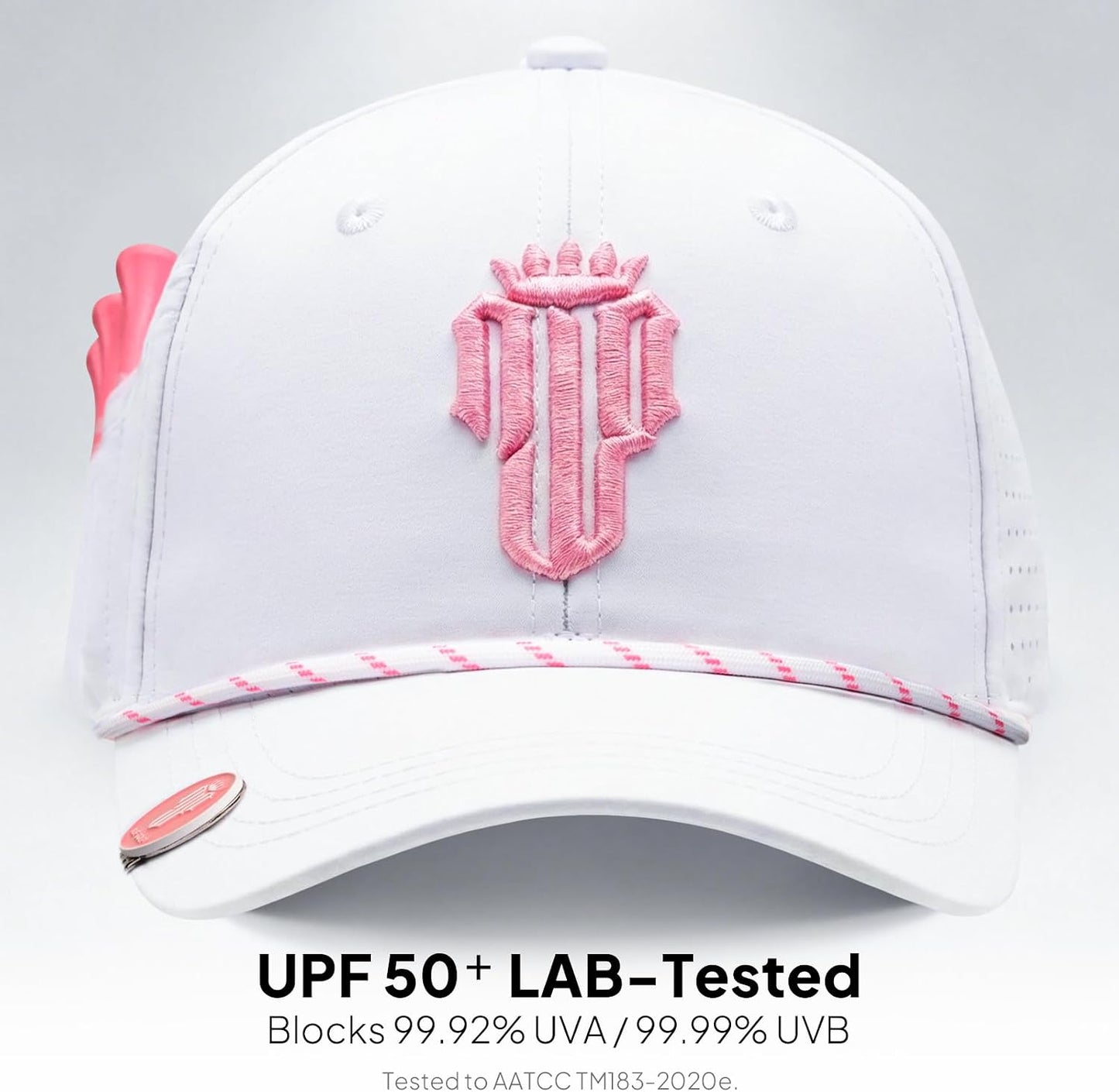 NJF Golf Hat for Women with Tee Holder & Magnetic Ball Marker | Adjustable High Ponytail Friendly Hat | UPF 50+ UV Sun Protection | Lightweight and Breathable Sports Cap