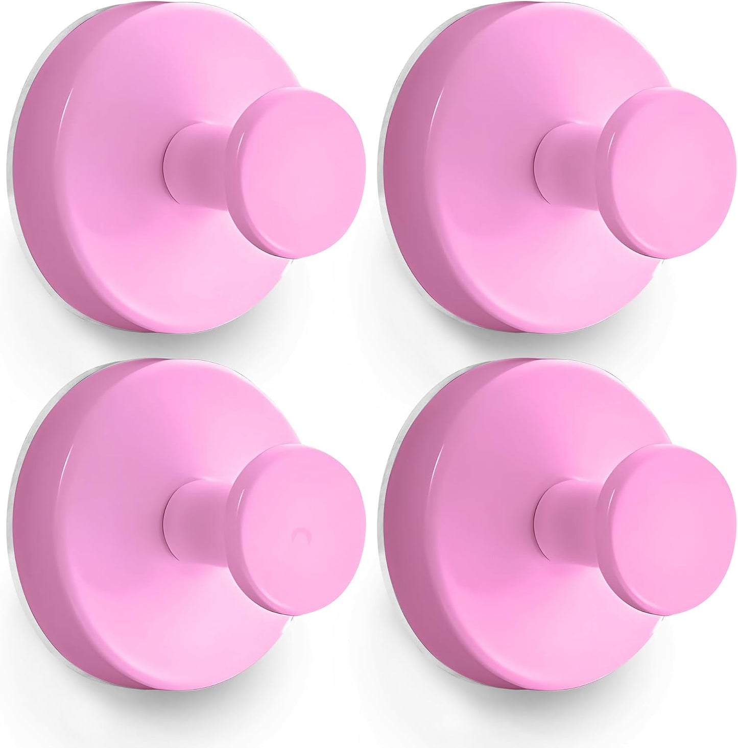 Besti Shower Suction Cup Hooks, Strong Suction Power, Towel Hooks for Shower Glass Door, Bathroom, Kitchen, Mirrors, Tiles, Holds up to 11 lbs, Ideal for Towels, Bath Robes, Coats (Pink)