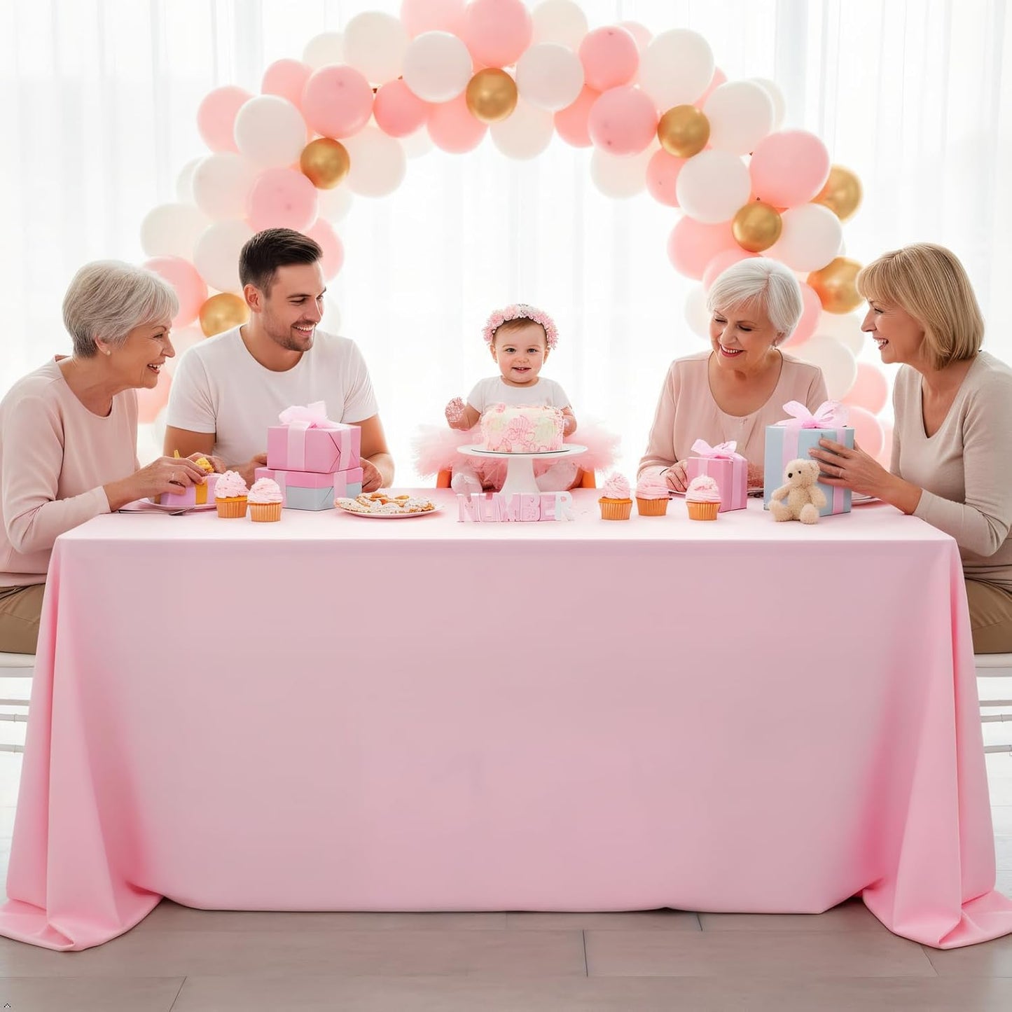 8 Pack Pink Tablecloth 60 x 126 Inch Rectangular for 8 Foot Rectangle Tables, Wrinkle Resistant Pink Table Cloth Washable Polyester Fabric for Holiday Buffet Wedding Party Banquet