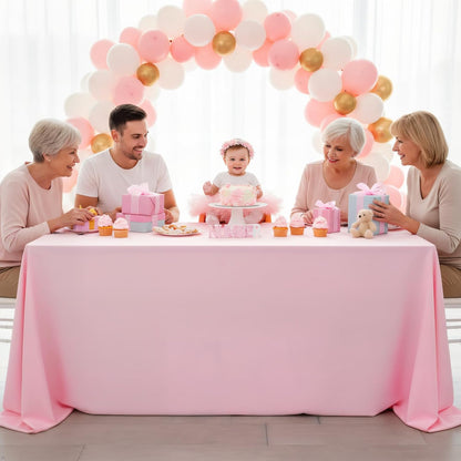 8 Pack Pink Tablecloth 60 x 126 Inch Rectangular for 8 Foot Rectangle Tables, Wrinkle Resistant Pink Table Cloth Washable Polyester Fabric for Holiday Buffet Wedding Party Banquet