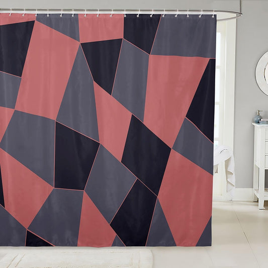 Erosebridal Abstract Shower Curtain 72" Wx78 L Geometric Waterproof Bathroom Accessories Minimalism Modern Abstract Art Bath Curtain for Bathroom Showers Geometric Blocks Pink