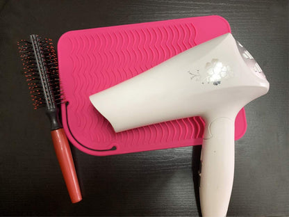 Heat Resistant Mat for Curling Iron, Flat Irons and Hair Straightener Hair Styling Tools 9" x 6.5", Food Grade Silicone, Pink
