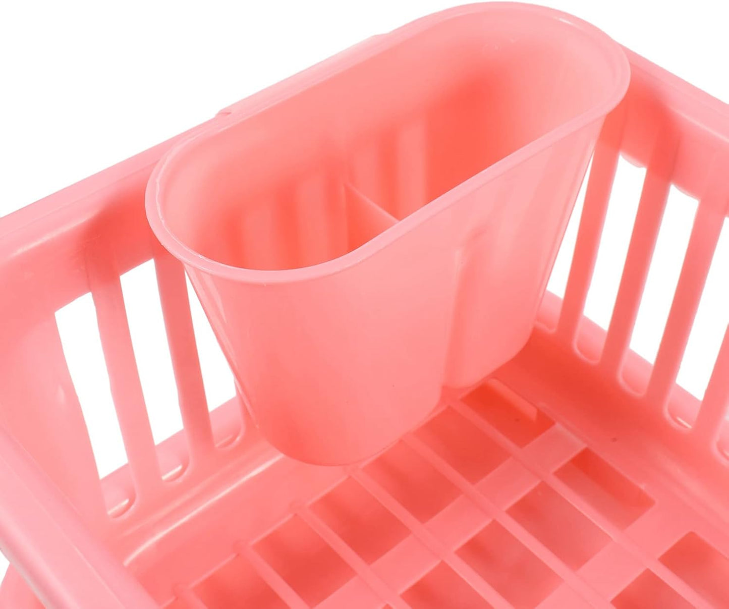 Environmental Plastic Kitchen Sink Dish Drainer Set Rack Washing Holder Basket Organizer Tray, 17.5 x 9.5 x 7INCH (Pink)