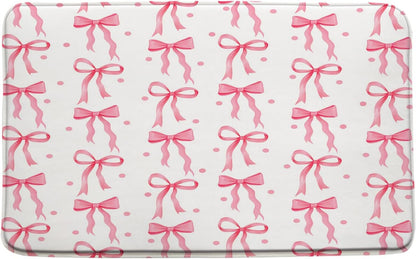 Cute Bow Bath Mat Pink Bownot Aesthetic Modern Bathroom Mat Rug Memory Foam Doormat，17.8x29.5 Inch