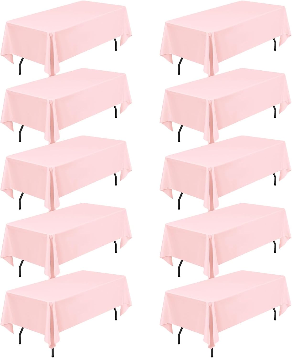 10 Pack 60 x 102 Inch Rectangle Tablecloth, Pink Tablecloth for 6 Feet Rectangle Tables, Stain and Wrinkle Resistant Washable Fabric Table Cloth for Wedding Dining Table Buffet Parties Camping