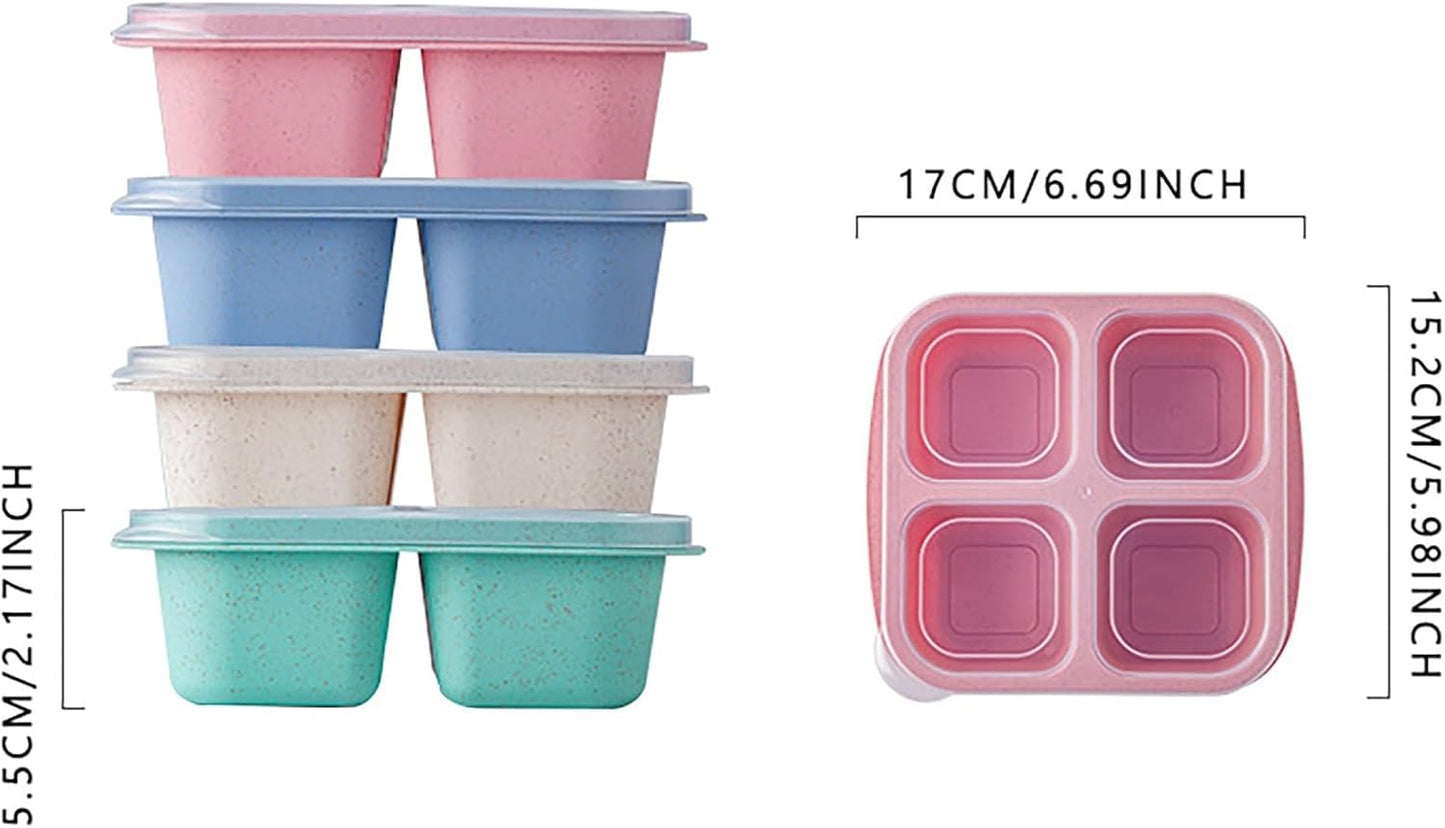 Snack Containers, Stackable Bento Boxes with 4 Compartments, Reusable Snack Containers with Lids, Portable Meal Prep Box, Lightweight Lunch Container for School, Work, Travel, School Supplies
