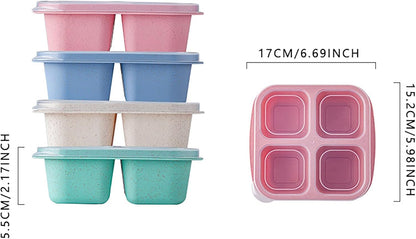 Snack Containers, Stackable Bento Boxes with 4 Compartments, Reusable Snack Containers with Lids, Portable Meal Prep Box, Lightweight Lunch Container for School, Work, Travel, School Supplies