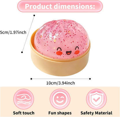 Dumpling 2026 New Glitter Soft Box, Stress Relief, Soft Squeeze Decompression Dough, Dumpling Soft for Stress Relief (Transparent Pink)