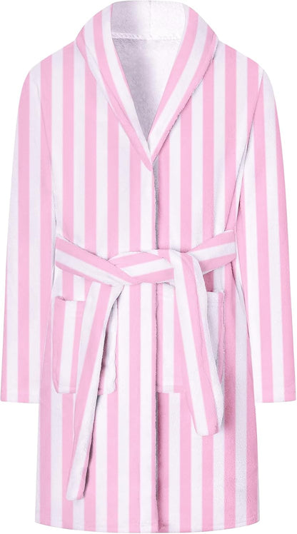 Umeyda Girls Robe, Shawl Collar Fuzzy Fleece Bathrobes with Belt and Pockets for Kids Boys, 2-15 Years