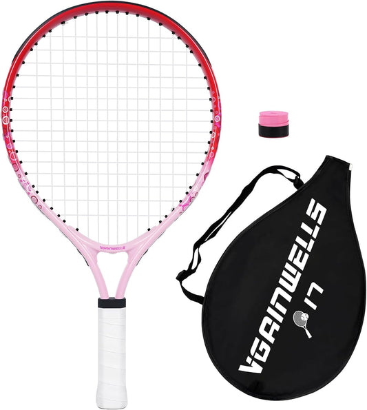 17"-23" Kids Tennis Racket for Aged 2-9, Lightweight and Durable, Including 1 Toddler Tennis Racket and 1 Replacement Grip Tapes
