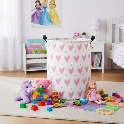 Baby Laundry Basket Baby Hamper for Nursery Girl Kids Butterfly Hamper Cute Kids Toys Storage Bin Organizer Butterfly Room Decor for Home(Pink Hearts)