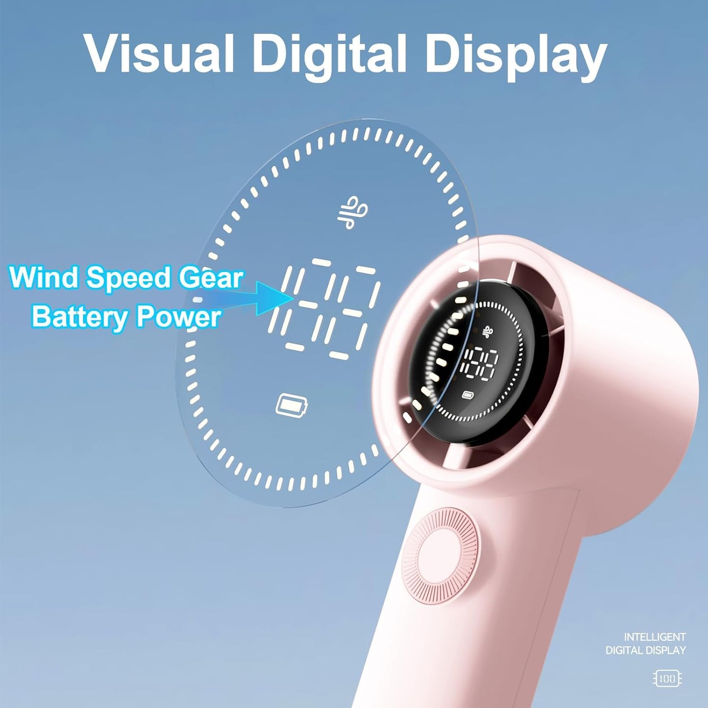 Portable Handheld Turbo Fan with 3600mAh USB Rechargeable Battery, 100-Speeds, 26H Max Cooling Time, Mini Fan Handheld Personal Fans Small Essentials for Women Beach Travel Vacation (Pink)
