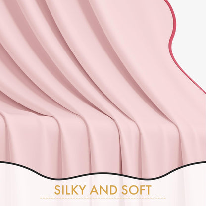 Bathway Pink Scalloped Shower Curtain with 12 Metal Hooks, Cute Heavy Duty Washable Curtains for Bathroom Hotel Bathtub, Water Repellent, 72 x 72 Inches