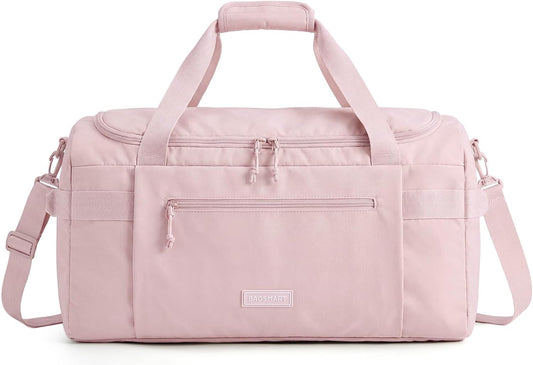 BAGSMART Travel Duffel Bags with Dividers, 32L Gym Duffle Bag with Laptop Compartment, Carry On Weekender Overnight Bag, Shoe Bag, PVC Wet Pocket, Pink