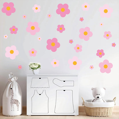 81 Pieces Wall Decal Flower Stickers - Removable Peel & Stick Wall Decals for Kids' Girls Room Decor(Pink)