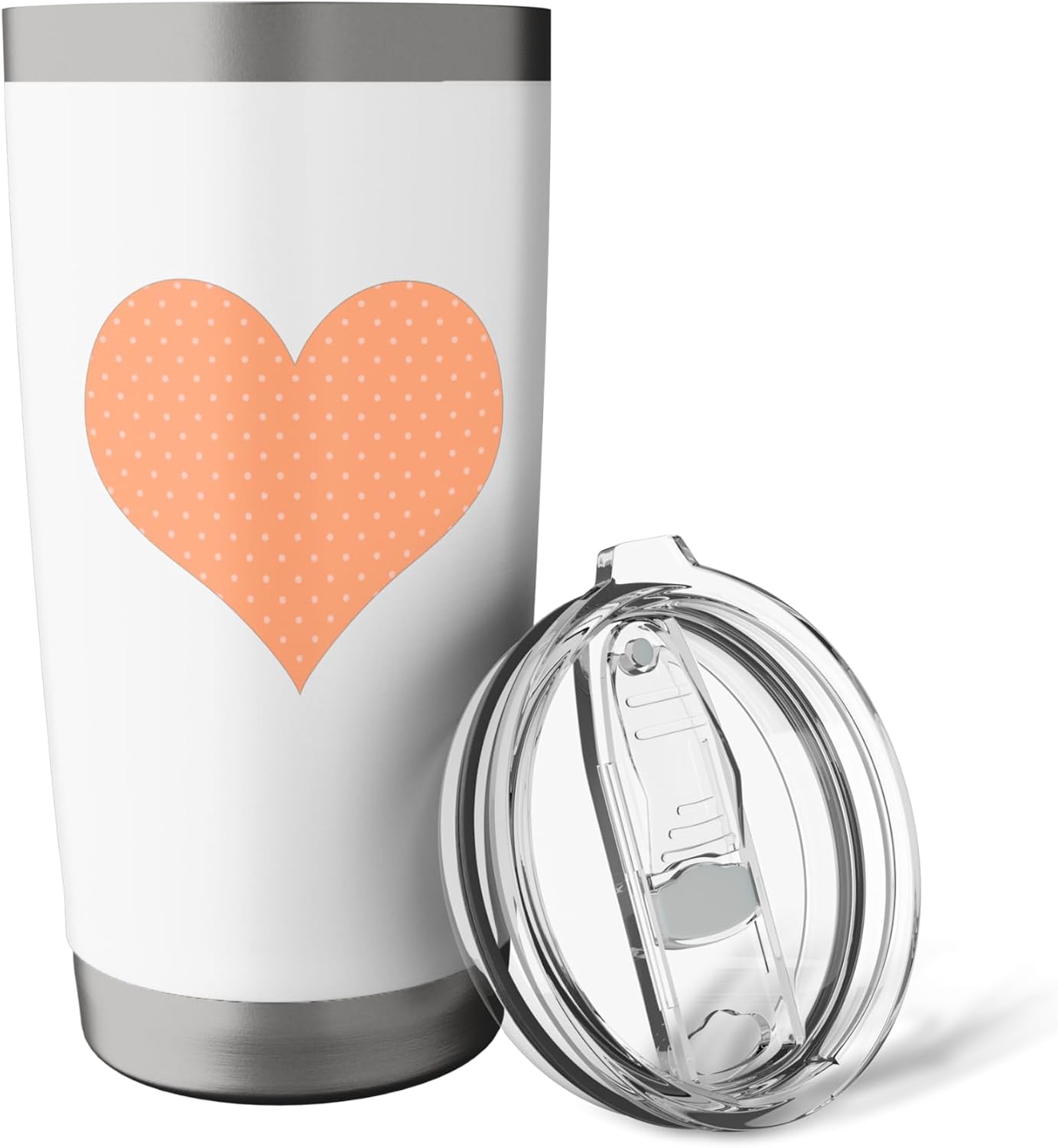 Cute Pastel Coral Peach Boho Minimal Tiny Polka Dot Pattern Stainless Steel Insulated Tumbler