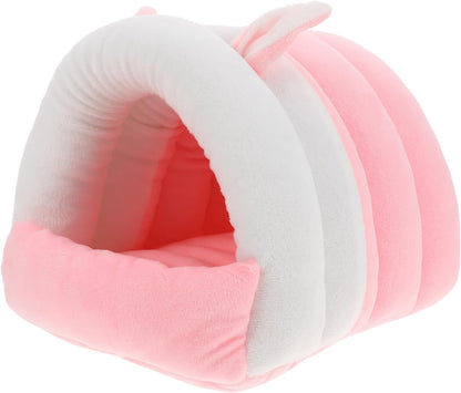 Abaodam Hamster Warm Nest Cotton Bed Small Pet Sleeping Cave Pink L Cozy Hideout for Guinea Pigs Rabbits Hedgehogs Chinchillas