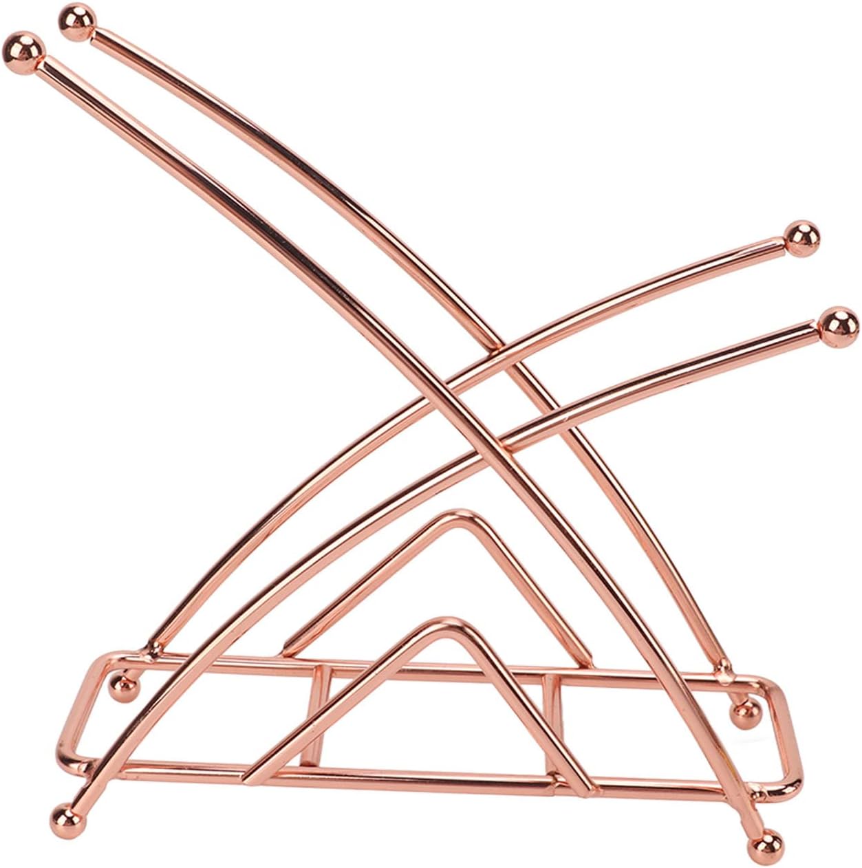 Napkin Holder, Wrought Iron, 6.3 x 6.6 Inch Kitchen Decor - Elegant X - Shaped Design, Durable Thickened Metal, Ideal for Dining Table Use (Rose Gold)