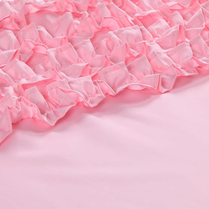 Ruffle Shower Curtain, Pink Long Stall Fabric Shower Curtain with Handmade Ruffles, Farmhouse Chic Bath Small Curtains, 54" W x 78" H