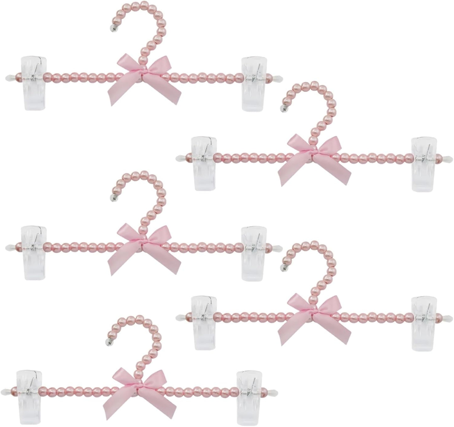 13 inch Pearl Hanger Pants Hangers with Clip,Cute Ribbon Bow Hanger Clip Hangers for Wedding Dress Bride Bridesmaid Lingerie