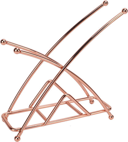 Napkin Holder, Wrought Iron, 6.3 x 6.6 Inch Kitchen Decor - Elegant X - Shaped Design, Durable Thickened Metal, Ideal for Dining Table Use (Rose Gold)