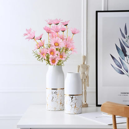 Artificial Daisy Flowers 6 Bundles 21” Faux Silk Daisy Flowers with Stems for Home Garden Vase Decor, Pink