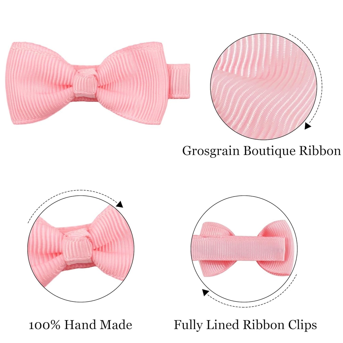 CELLOT Baby Girls Fully Lined Hair Bows Hair Pins, 2' Hair Bows, 50 Pieces/25 Pairs - Infants, Toddlers, Kids Hair Accessories in Pairs - Pink Bow Alligator Hair Clips
