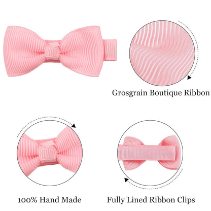 CELLOT Baby Girls Fully Lined Hair Bows Hair Pins, 2' Hair Bows, 50 Pieces/25 Pairs - Infants, Toddlers, Kids Hair Accessories in Pairs - Pink Bow Alligator Hair Clips