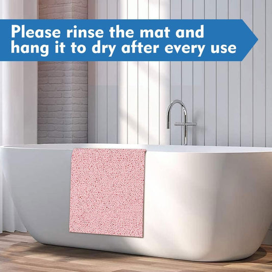 Pink Non-Slip Shower Mat 23"x23" - Textured Surface Bath Mat for Comfort & Safety | Quick-Drying & Easy-Clean | No Suction Cups Needed | Perfect for Wet Bathroom Floors