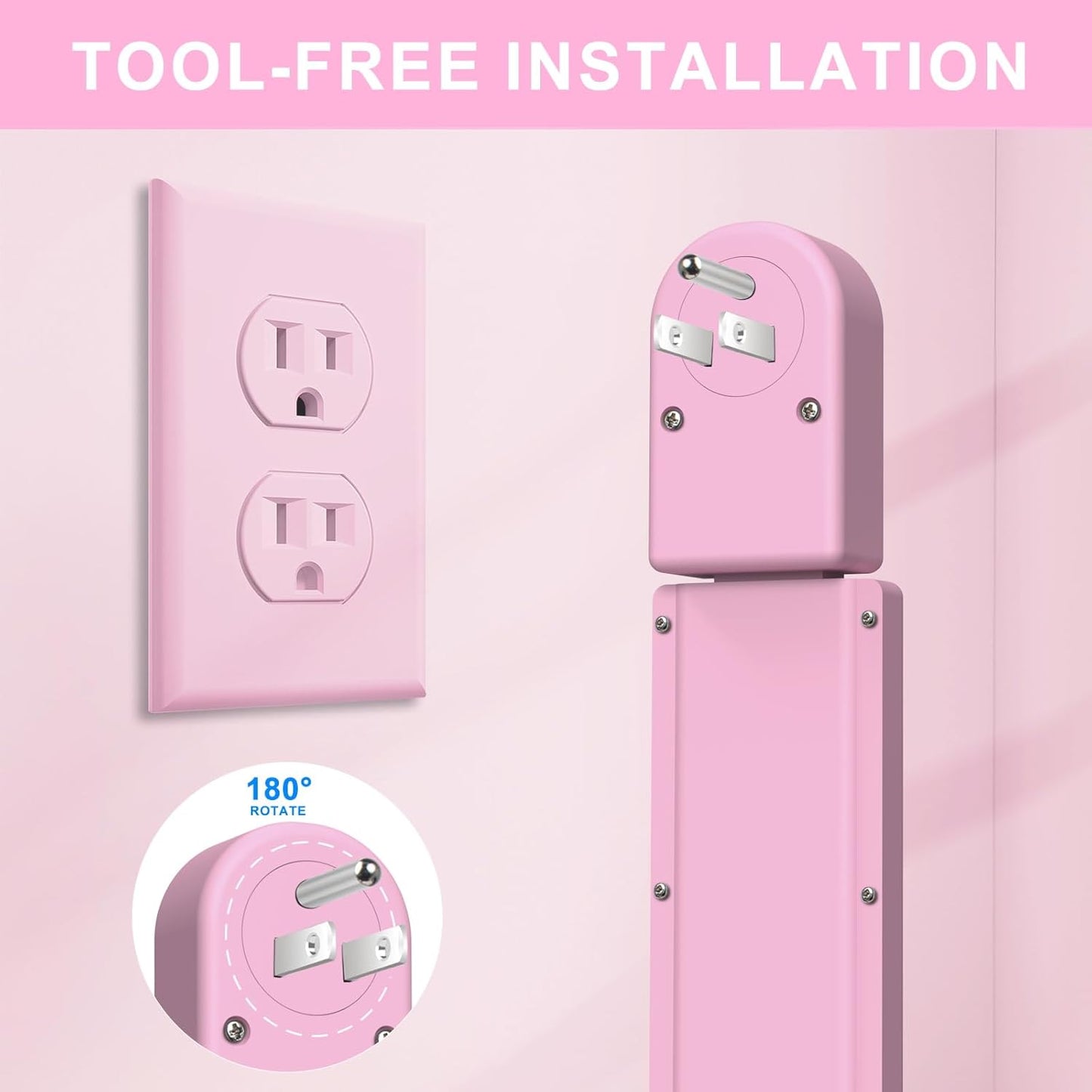 Electrical Outlet Extender Stick - Features USB-A, USB-C and 2 AC Outlets, Extends 22"-34", Rotates 180° Access Hard-to-Reach Outlets, Wall Plug Power Socket Expander Nightstands, Sofa, Desks and More