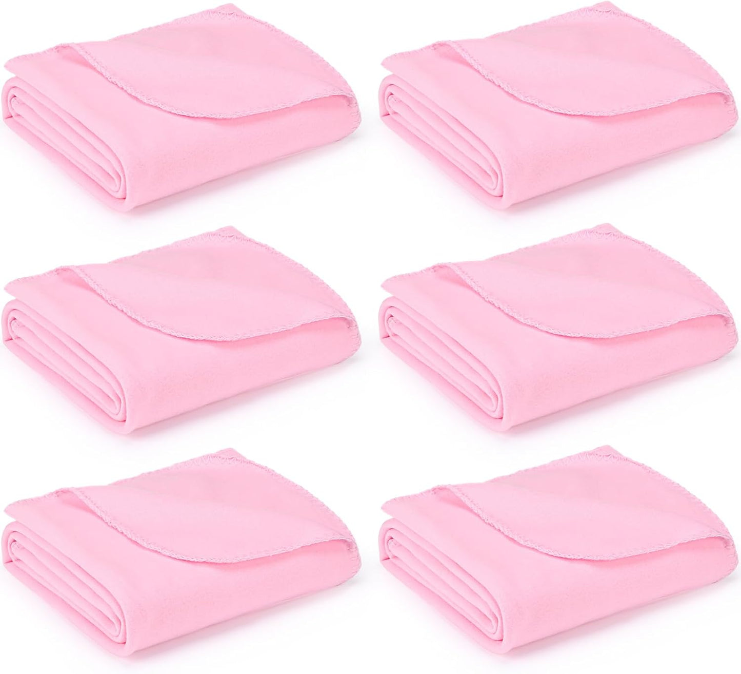 6 Pack Light Pink Fleece Sleepover Blankets Bulk, 59" x 48" Soft Lightweight Throw Blankets for Couch, Spa, Slumber Party, Movie & Bachelorette Party