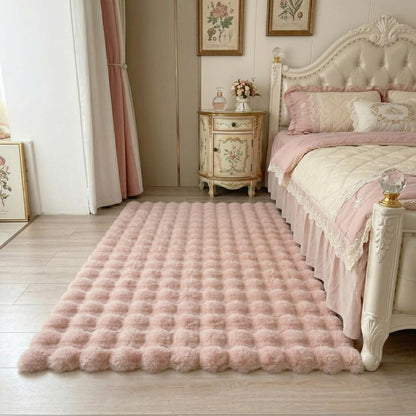 Faux Rabbit Fur Rug, 3D Bubble Fluffy Soft Runner, Rectangle Fuzzy Carpet for Living Room, Bedroom, Machine Washable Shaggy Rug,Soft rRug for Window Sill (Dusty Pink 39.3"×78.7")