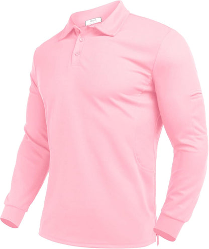Deyeek Men's Polo Shirts Long Sleeve Golf Polo Shirts for Men Quick Dry UPF 50+ Sun Protection Polos Casual Collared Shirts