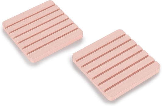 Coasters Set of 2 Diatomite Coaster Cup Mats Absorbent Non-silp Durable Colorful Table Ornament Decorations for Home Festival (Pink)