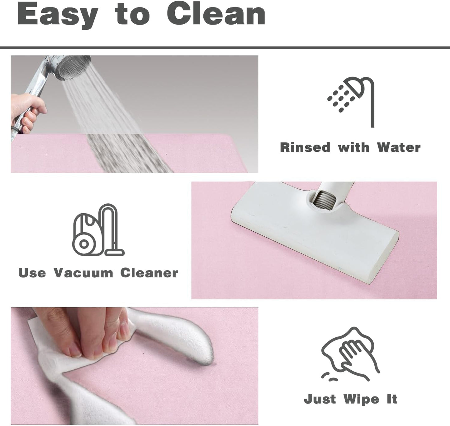 TYUU Pink Bath Mat, Bathroom Rugs Non Slip Washable Thin Absorbent Quick Dry Bath Mat Fits Under Door Bathroom Floor Mat Perfect for Bath, Shower, or Sink 16"x24" Pink