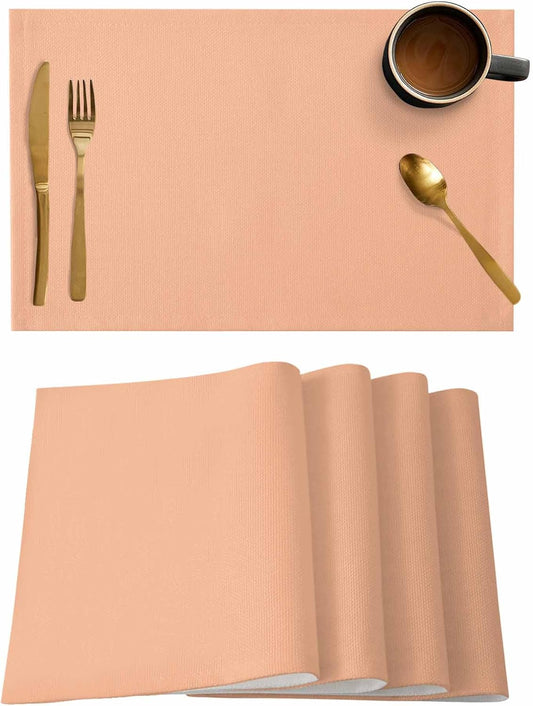 Placemats Set of 8 Solid Color Pastel Peach Tone Non Slip Washable Table Mats Set Table Placemats for Kitchen Dining Table Wedding Holiday Party Decoration