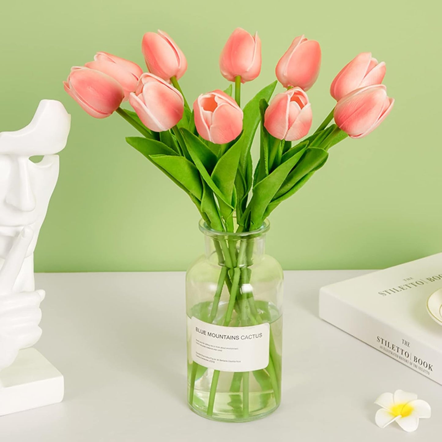 30pcs Real Touch Tulips PU Artificial Flowers, Fake Tulips Flowers for Arrangement Wedding Party Easter Spring Home Dining Room Office Decoration (Peach)