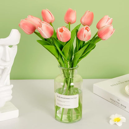 30pcs Real Touch Tulips PU Artificial Flowers, Fake Tulips Flowers for Arrangement Wedding Party Easter Spring Home Dining Room Office Decoration (Peach)