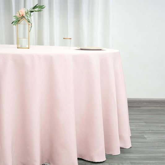 Efavormart 10 Pack Round Tablecloth, 120 Inch Stain & Wrinkle Resistant Washable Table Cloth, Decorative Polyester Fabric Table Cover for Banquet, Wedding, Dining- Blush