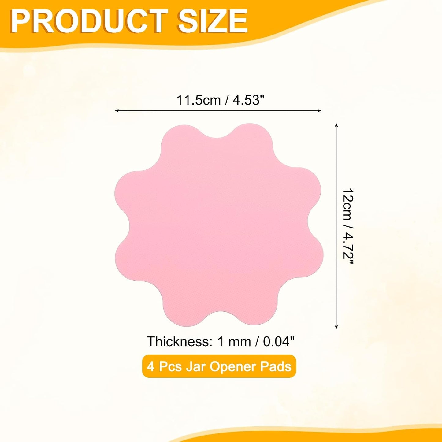 uxcell 4Pcs Silicone Jar Opener Pads, 4.53x4.72'' Texture Can Opener Flower Shape Thin Rubber Gripper Non-Slip for Weak Hands Senior Kitchen, Pink